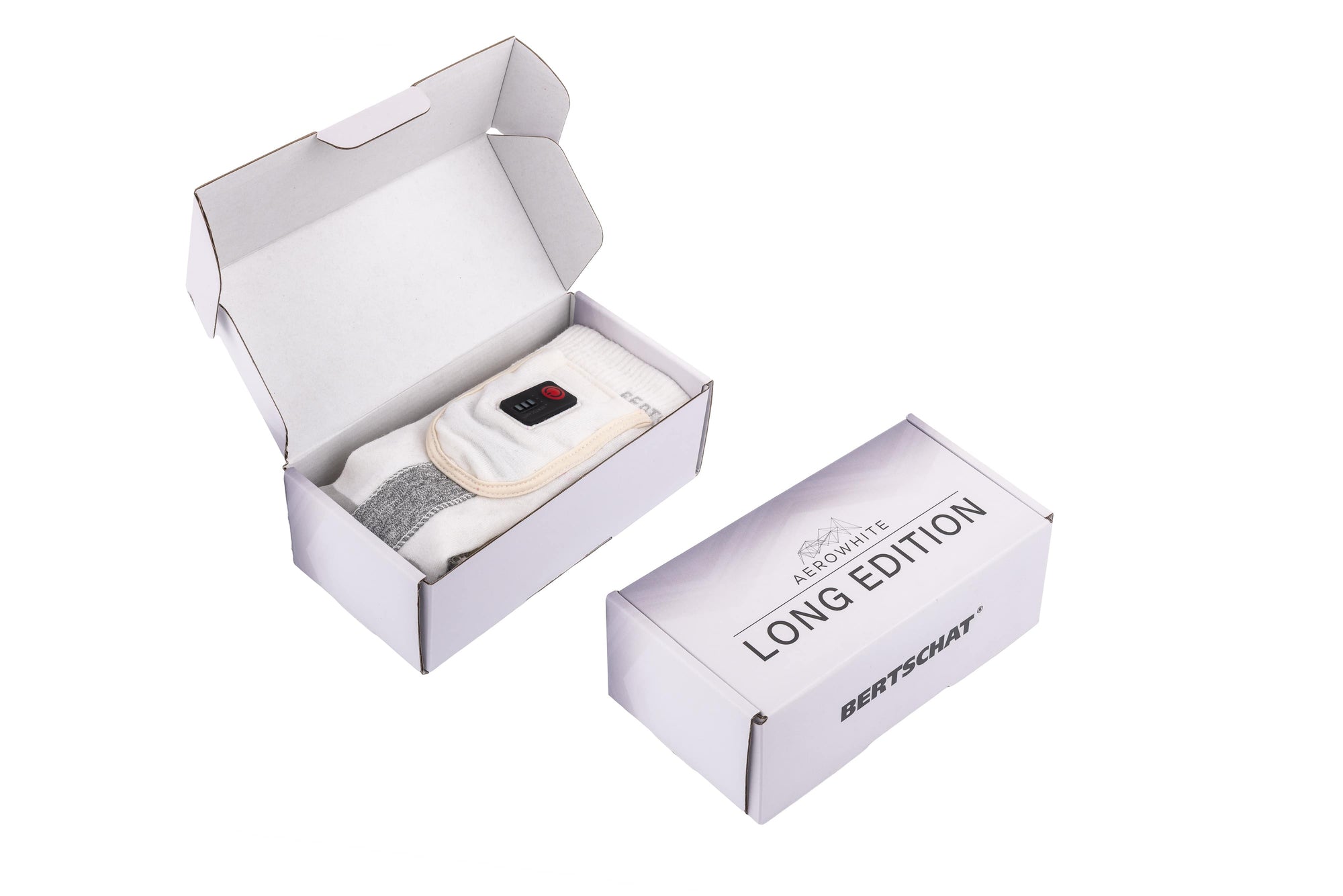 Lämpösukat – Aerowhite | Talviurheiluversio – USB-C | Ohuet ja kestävät